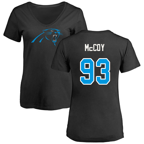 Carolina Panthers Black Women Gerald McCoy Name and Number Logo Slim Fit NFL Football #93 T Shirt